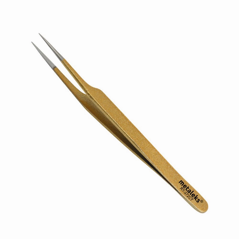 3Pcs Eyelash Extension Tweezers Made In Surgical Stainless Steel With Magnetic Kit. (Golden Powder Coated 1)