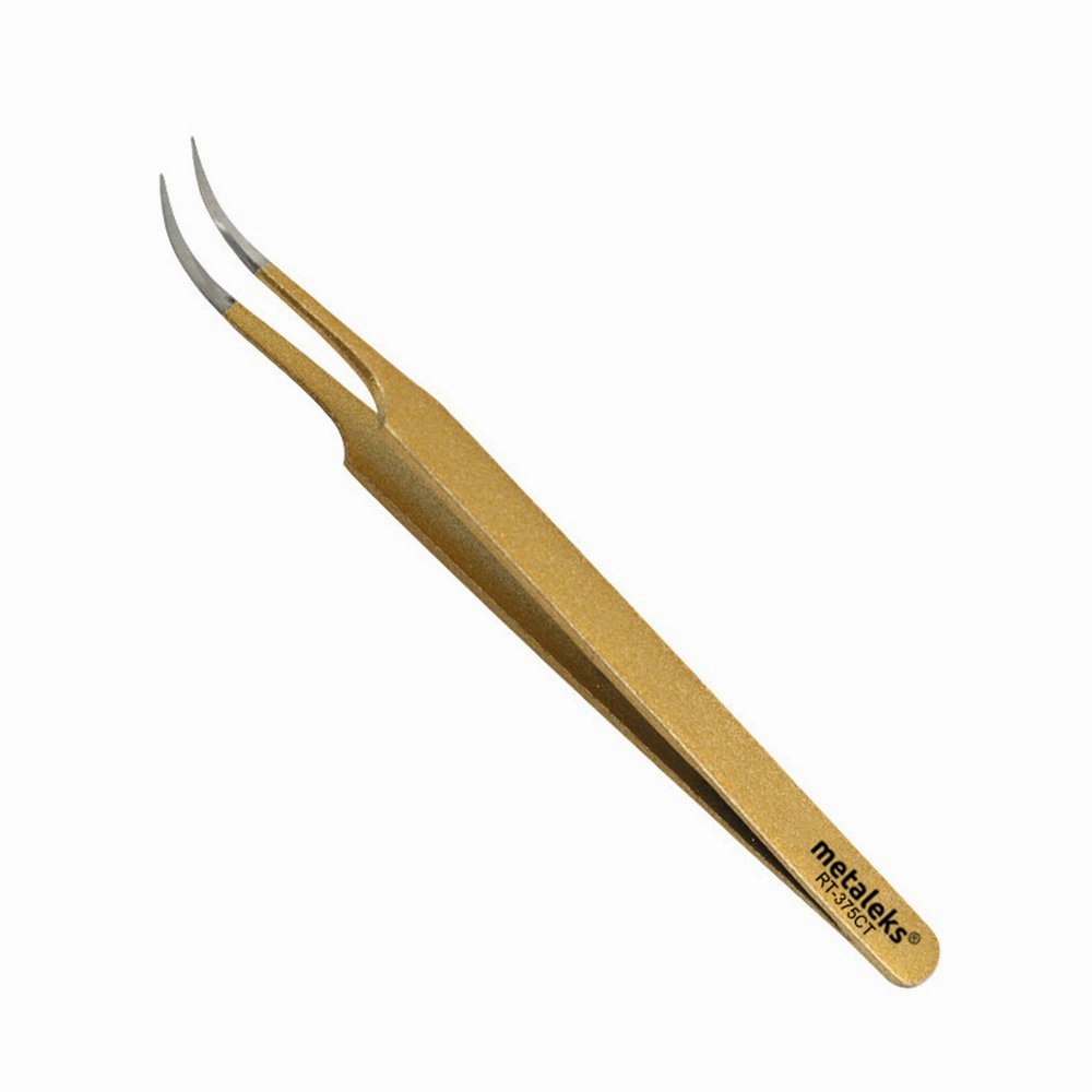 3Pcs Eyelash Extension Tweezers Made In Surgical Stainless Steel With Magnetic Kit. (Golden Powder Coated 1)