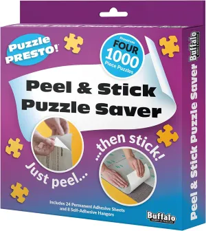 (4 Pack) Puzzle Presto! Peel & Stick Puzzle Saver: The Original and Still The Best Way to Preserve Your Finished Puzzle! 24 Adhesive Sheets and 8 Adhesive Hangars.