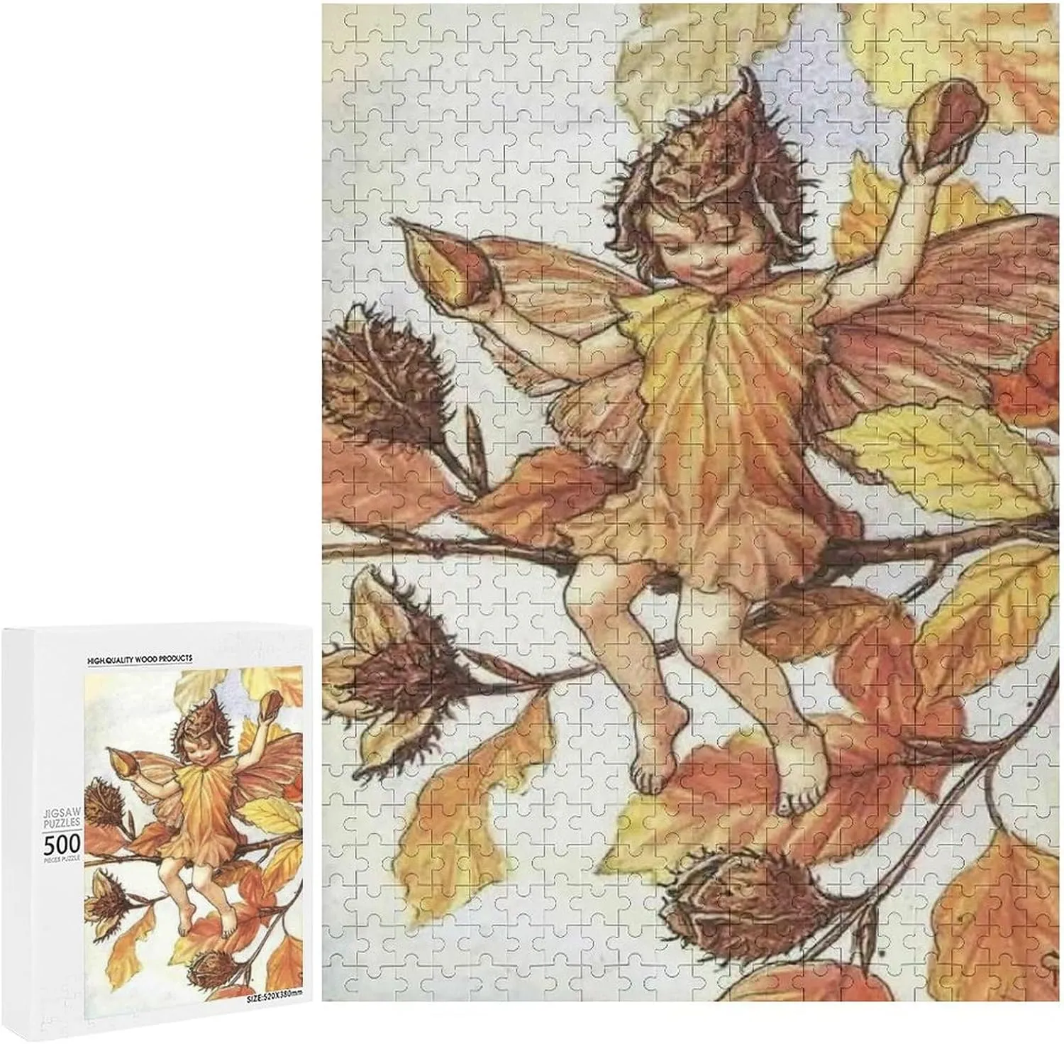 500 Pcs Jigsaw Puzzle Wooden Decompression Game for Children's Toys Home Decoration Painting Fish Gift for Women Men 20.5x15 Inch