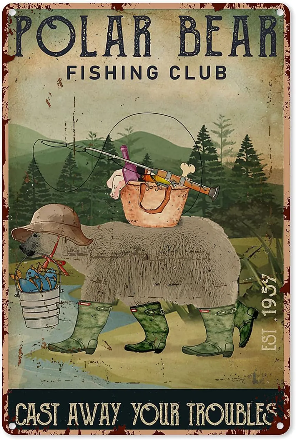 500 Pieces Jigsaw Puzzle S Fishing Fathers Day Polar Bear Fishing Cast Away Your Troublations Mural Props Toys School Supplies Wooden Puzzle Family Decorations Unique Birthday Present