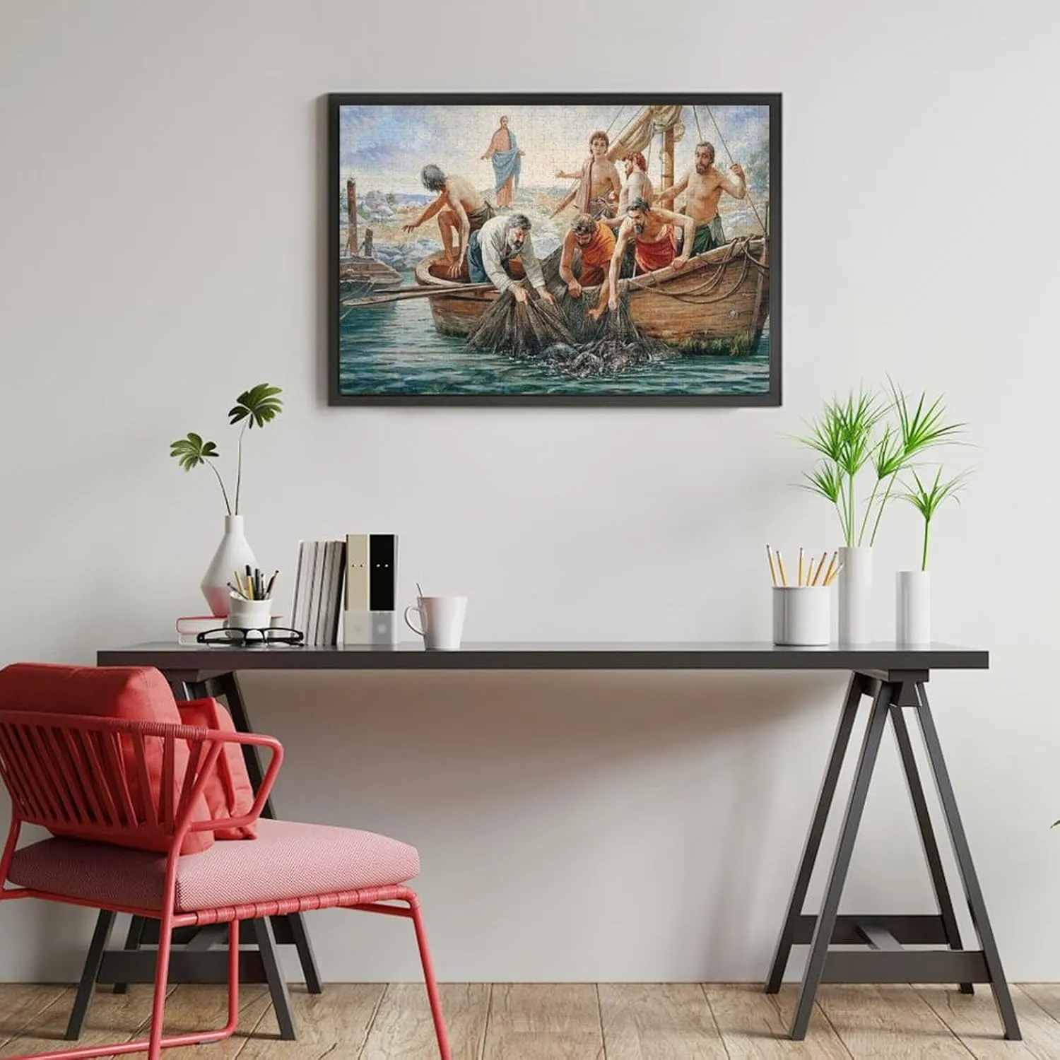 500pcs Fishing Boat Painting Puzzle Wooden Jigsaw Puzzles for Family Games Suitable for Teenagers and Adults Gift for Women Men 20.5x15 Inch