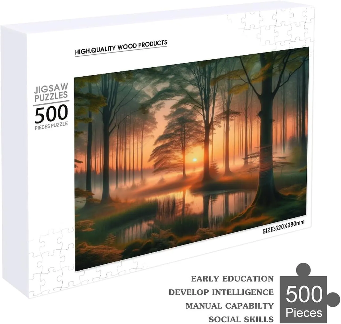 500pcs Fishing Boat Painting Puzzle Wooden Jigsaw Puzzles for Family Games Suitable for Teenagers and Adults Gift for Women Men 20.5x15 Inch