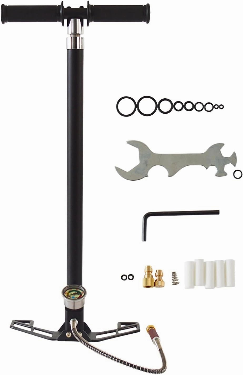 5800Psi High Pressure Hand Pump 30Mpa Four Stage High Pressure PCP Hand Operated Air Pump 8mm Quick Connector Air Pump for Different Bike Tire Inflation