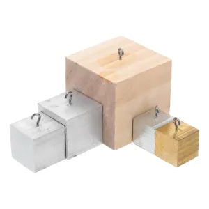 5pcs Density Cubes Set Assorted Material Density Cubes for High School Physics Experiments with Hooks for Scientific Investigation