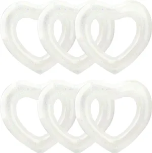 6 Pack Large Glitter Heart Pool Float 43 Inch Heart Shaped Pool Float Swimming Pool Floats Inflatable Swim Rings Inflatable Swimming Tube Ring for Adults Summer Beach Party