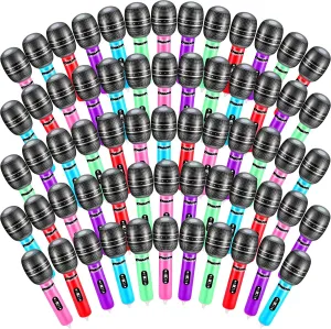 60 Pieces Inflatable Microphones Large Blow up Microphone Assorted Colors Inflatable Microphone Pretend Play Microphone Inflates Plastic Toy Props for Christmas Birthday Musical Concert Party Supplies