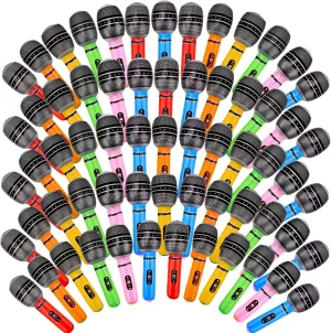 64 Pieces Giant Blow up Microphone Inflatable Microphones Assorted Colors Inflatable Microphone Props Plastic Toys for Musical Concert Themed Party Role Play Party Decoration Supplies