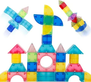 67 PCS Magnetic Blocks for Kids, Various Shapes Magnetic Building Block Set for Toddlers, STEM Educational Preschool Sensory Montessori Construction Toys for Boys Girls Age 3 4 5 6 7 8 (Bright)