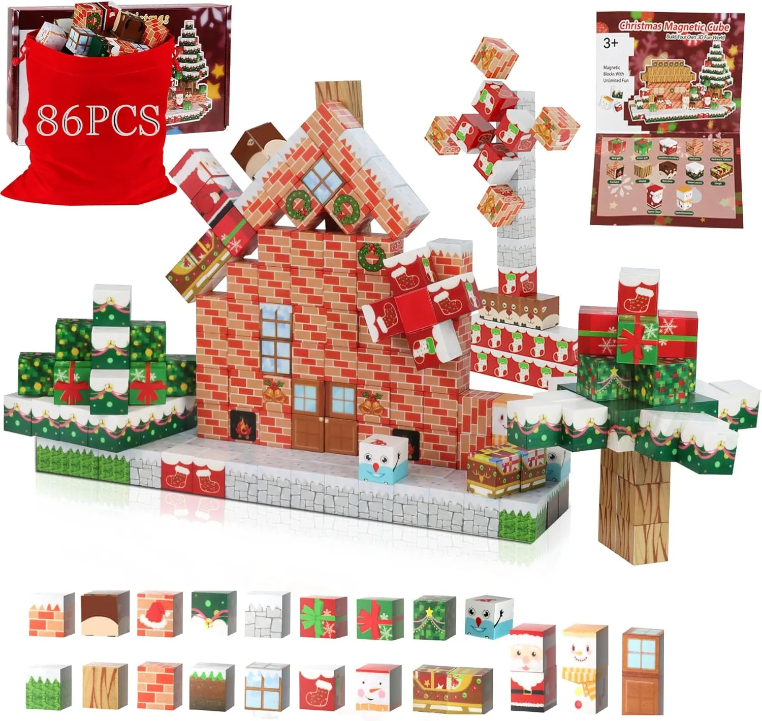 86Pcs Magnetic Blocks Building Toys, STEM Construction Sensory Cubes for Toddlers, Kids 3  5 6 7 8 Boys Girls Gifts