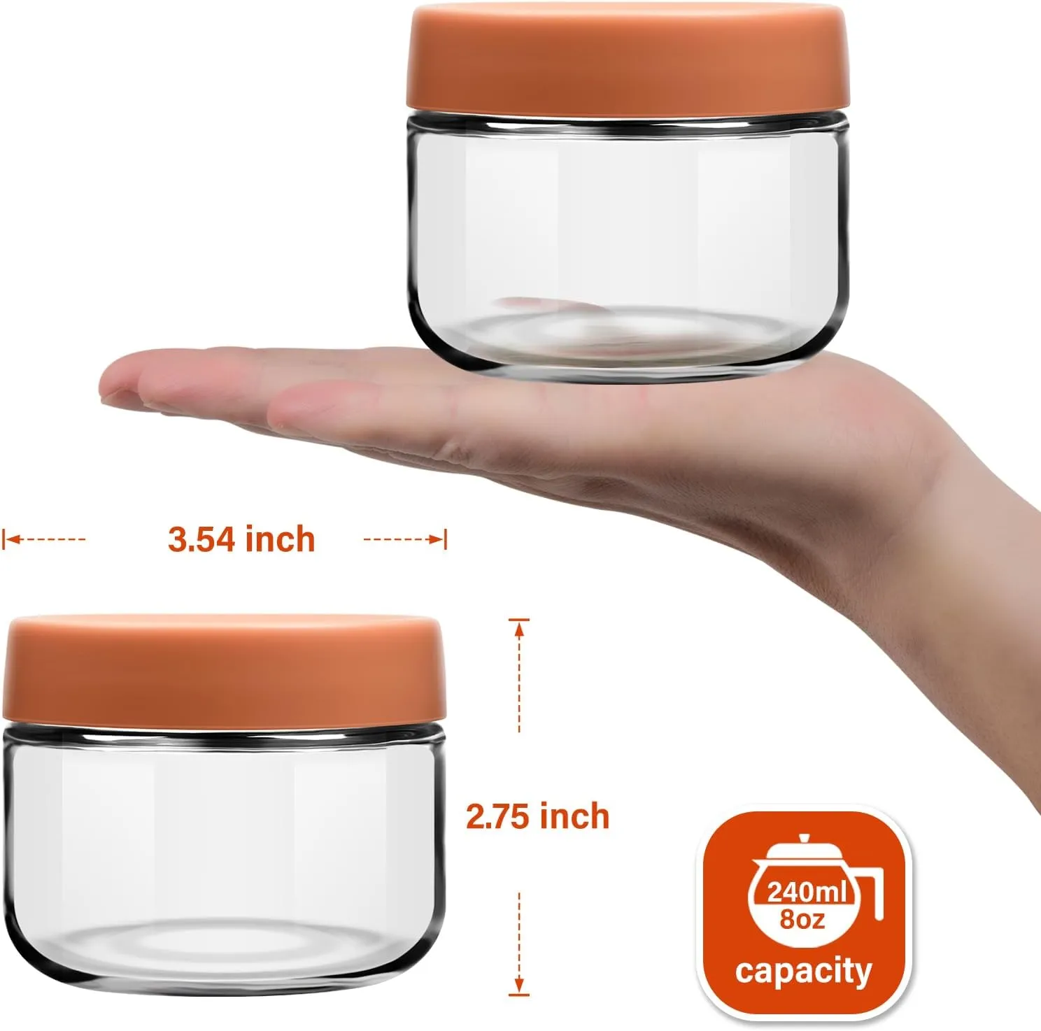 8oz Glass Jars with Lids 1 Cup Small Food Containers for Chia Pudding Jam Snack Yogurt Overnight Oats Candy,6-Pack