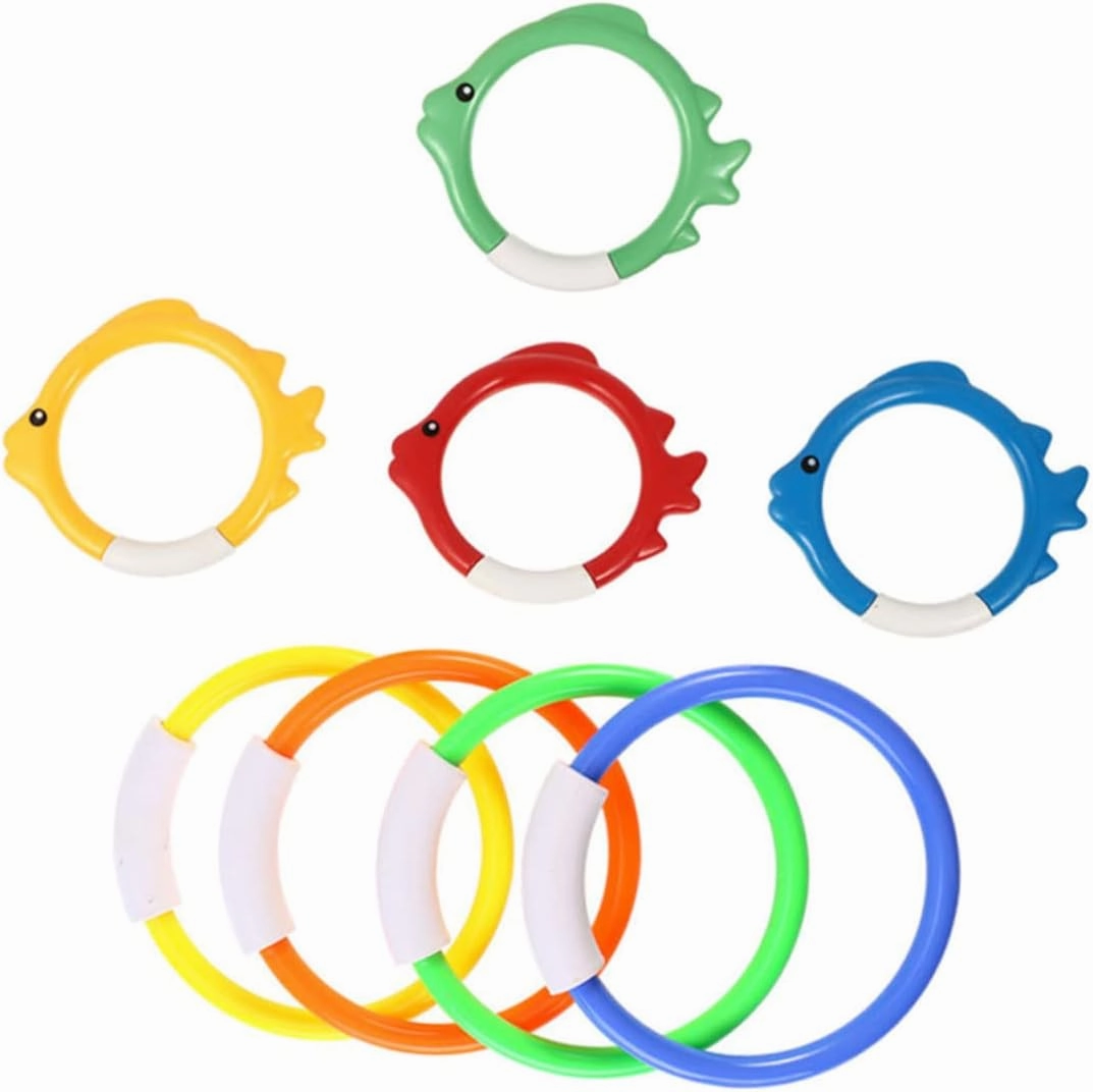 8Pcs Diving Rings for Underwater Swimming Pool Fun Summer Playthings for Learning Diving Skills and Play Safe Construction