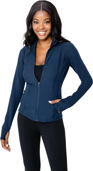 90 Degree By Reflex Full Zip Running Track Jacket Lightweight Athletic Slim Fit Jacket with Thumbholes