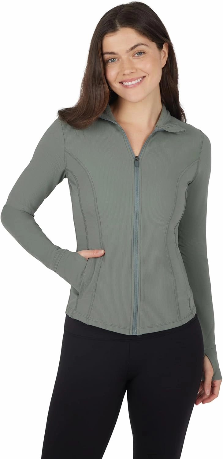 90 Degree By Reflex Full Zip Running Track Jacket Lightweight Athletic Slim Fit Jacket with Thumbholes