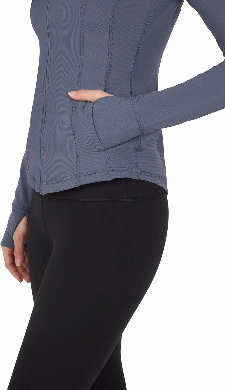 90 Degree By Reflex Full Zip Running Track Jacket Lightweight Athletic Slim Fit Jacket with Thumbholes