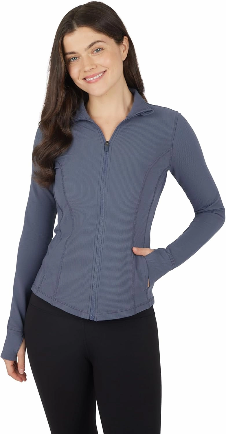 90 Degree By Reflex Full Zip Running Track Jacket Lightweight Athletic Slim Fit Jacket with Thumbholes