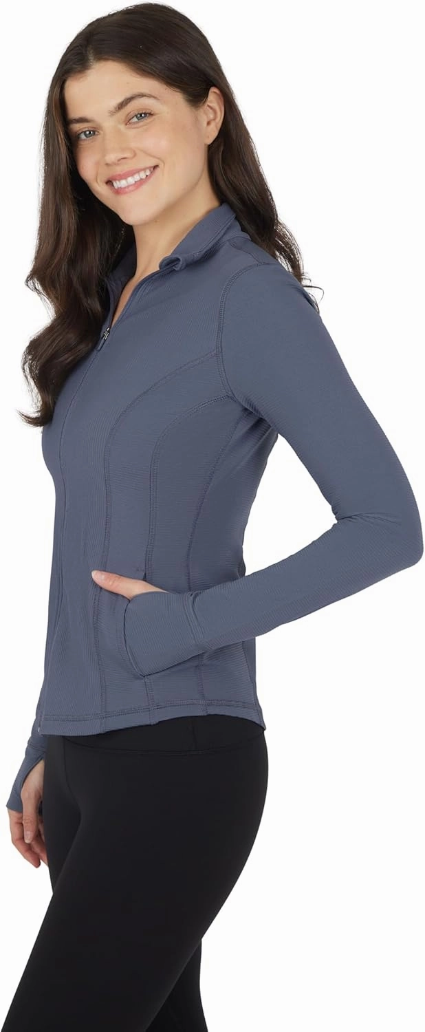 90 Degree By Reflex Full Zip Running Track Jacket Lightweight Athletic Slim Fit Jacket with Thumbholes