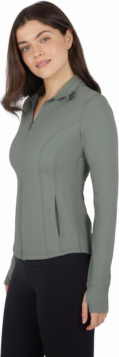 90 Degree By Reflex Full Zip Running Track Jacket Lightweight Athletic Slim Fit Jacket with Thumbholes