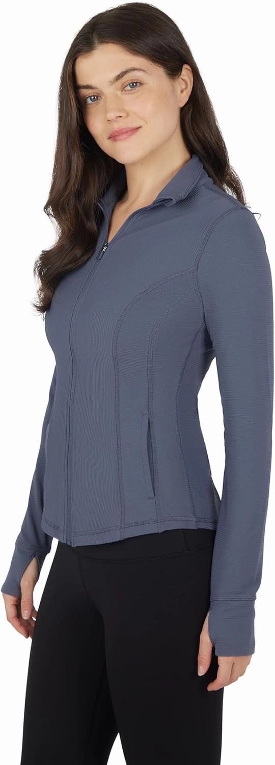 90 Degree By Reflex Full Zip Running Track Jacket Lightweight Athletic Slim Fit Jacket with Thumbholes