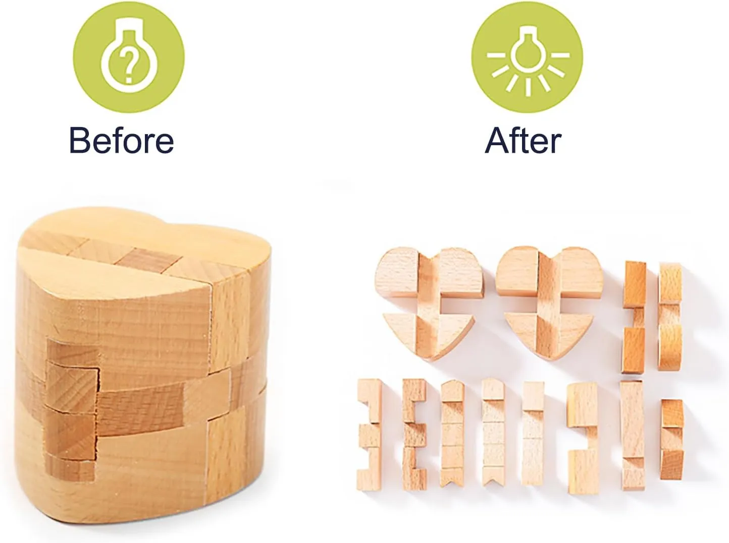 9pcs Wooden Brain Teaser Puzzles, Interlocking Games for IQ Test, Intellectual 3D Assembling Educational Toy Set for Teens and Adults(9 Puzzle Set#D04)