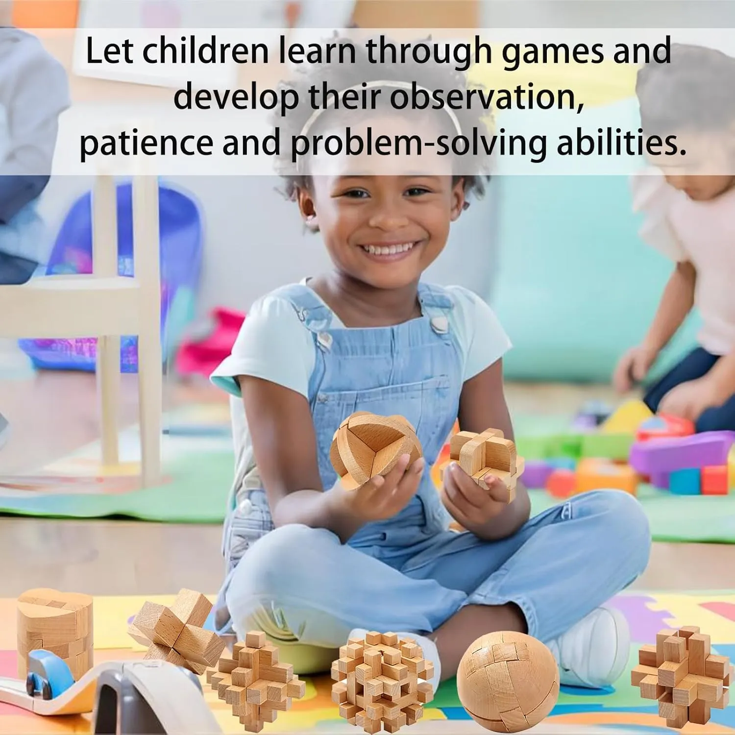 9pcs Wooden Brain Teaser Puzzles, Interlocking Games for IQ Test, Intellectual 3D Assembling Educational Toy Set for Teens and Adults(9 Puzzle Set#D04)