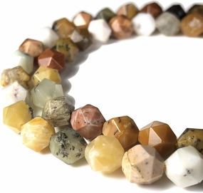 ABCGEMS Nevada Golden Sage Agate Beads with Dendritics (A Mesmerizing Cutting Technique That Illuminates The Brilliance of Each Bead Like Stars in The Night Sky) Stllar-Star-Cut 8mm