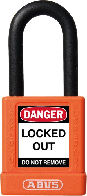ABUS Orange Lockout Tagout Premium Solid Body Safety Padlock - OSHA Compliant Loto Lock Insulated Against Electric Shock, Keyed Different, 1 Key Per Lock