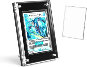 Acrylic Trading Card Display Frame Magnetic Card Holder Case with Stand & Inner Sleeve 35PT，UV Protection Frame for Pokemon, Sports, Baseball, Football,Hockey MTG Yugioh Comic Cards(Black, 1-Slot)