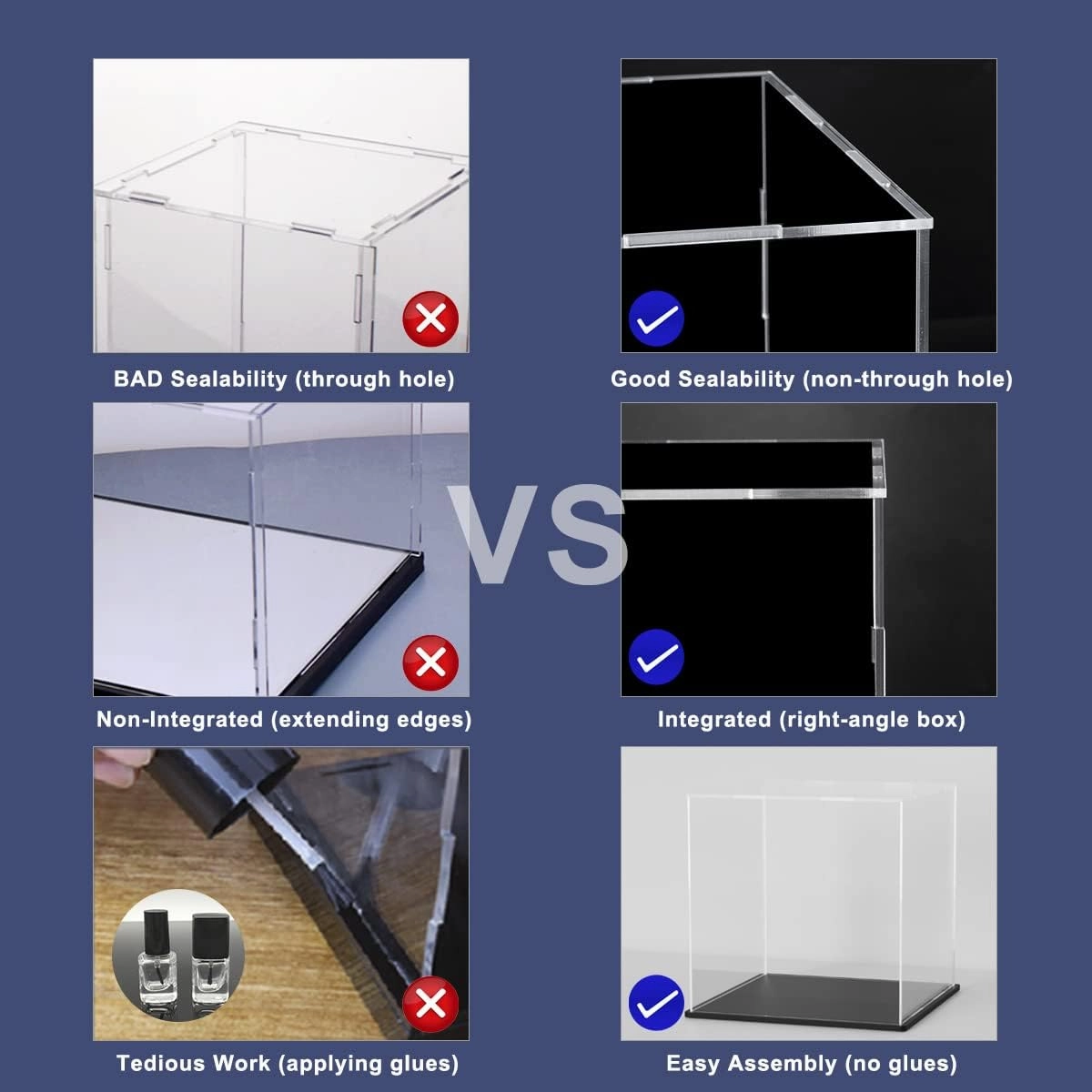 Acrylic Box with Matt Black Base, Simple Self-Assembly Clear Acrylic Display Case, 8 Inch Cube Dustproof Showcase with Lid for Collectibles, Toys and Jewelry (8x8x8 inch)