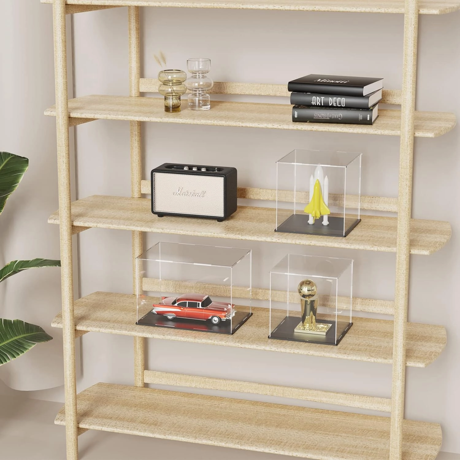 Acrylic Box with Matt Black Base, Simple Self-Assembly Clear Acrylic Display Case, 8 Inch Cube Dustproof Showcase with Lid for Collectibles, Toys and Jewelry (8x8x8 inch)