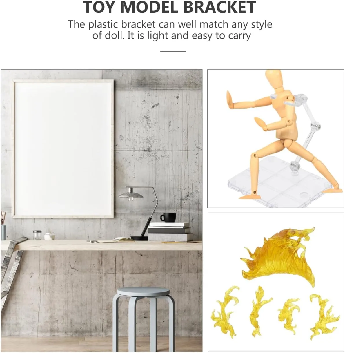 Action Figure Stand, 1PCS Assembly Action Figure Display Holder Base Doll Model Support Stand Compatible with HG RG SD SHF 1/144 Toy, Yellow