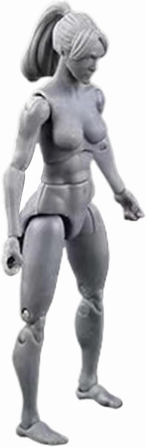 Action Figure Body, 4.1 Inch PVC Blank Action Figure, Collectible Painting Drawing Figure for Exhibition, Play, Modeling, Scene Play, Grey/Female Blank Action Figure