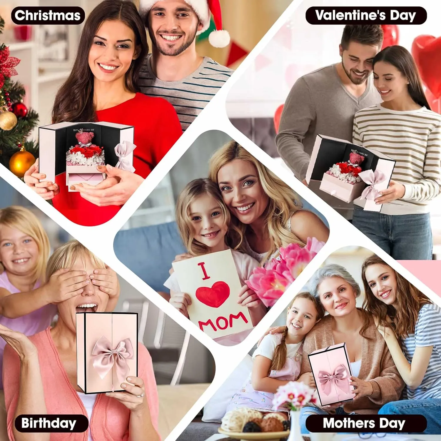 ADDWel Mothers Day Gifts for Mom from Daughter and Son, Unique Mom Birthday Gift Idea, Preserved Real Roses with I Love You in 100 Languages Mom Necklace, Cool Present to Mother Mama