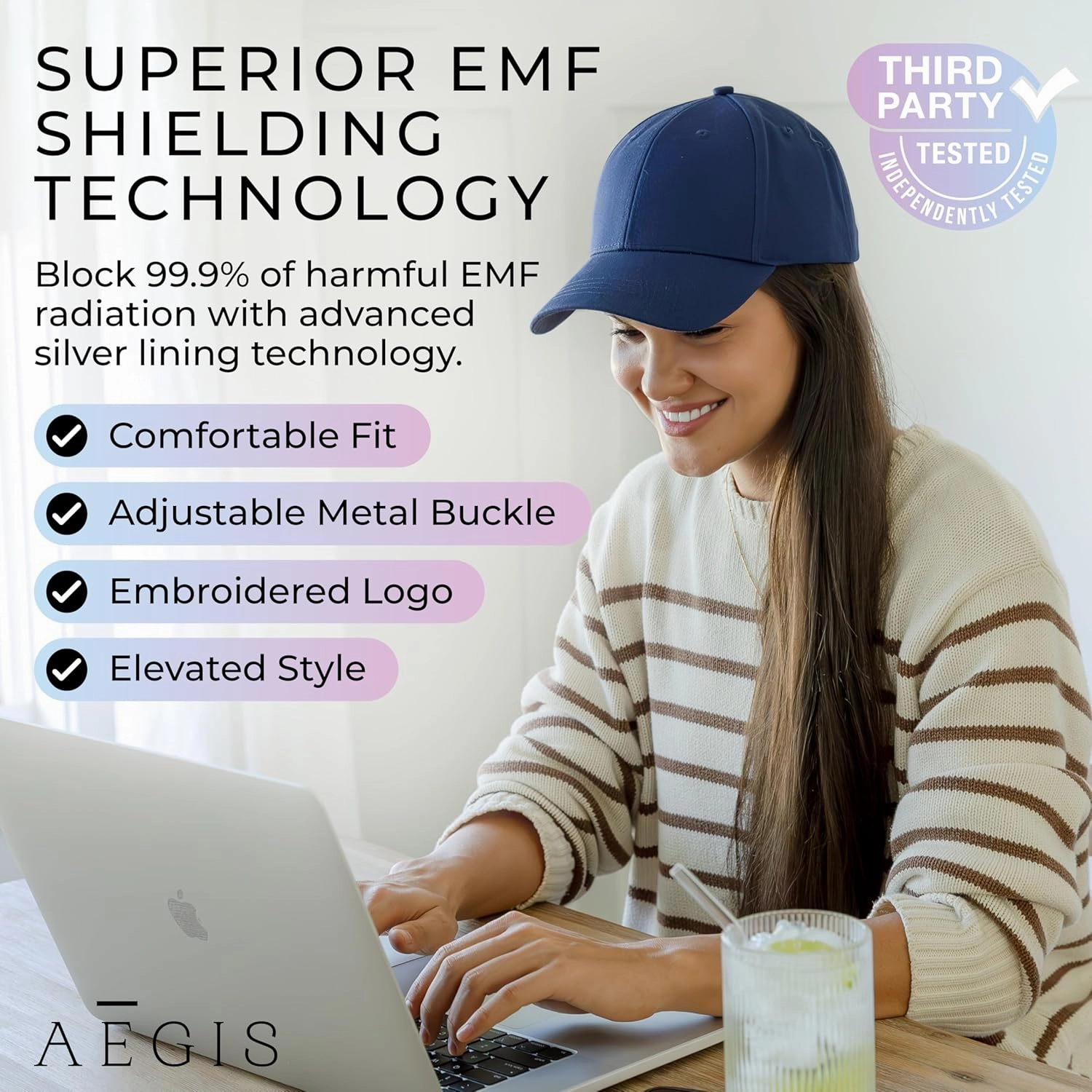 Aegis Apparel Faraday Hat, Silver Lining Fabric Blocks 99% of Wi Fi, Bluetooth, Cell Towers E M F Protection