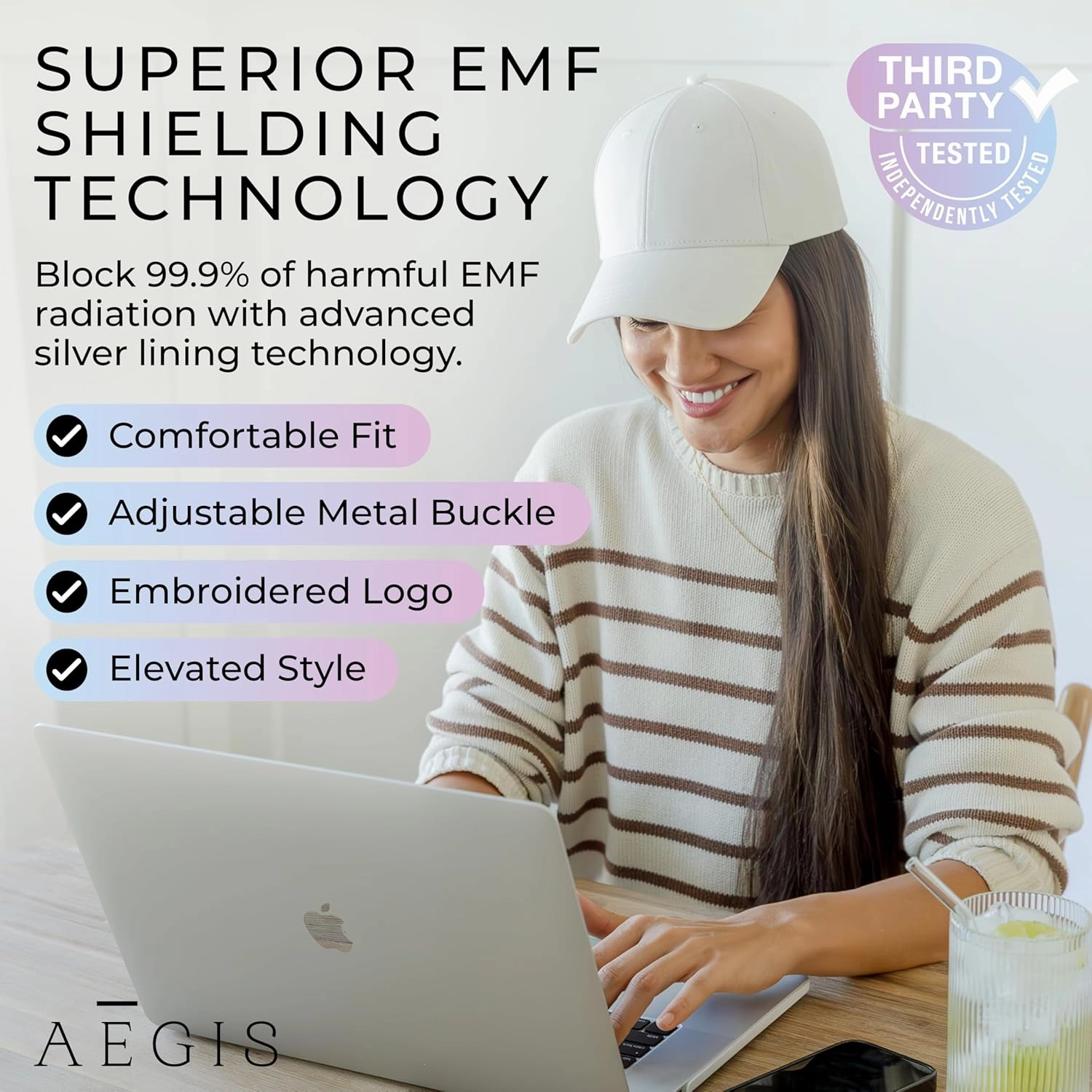 Aegis Apparel Faraday Hat, Silver Lining Fabric Blocks 99% of Wi Fi, Bluetooth, Cell Towers E M F Protection