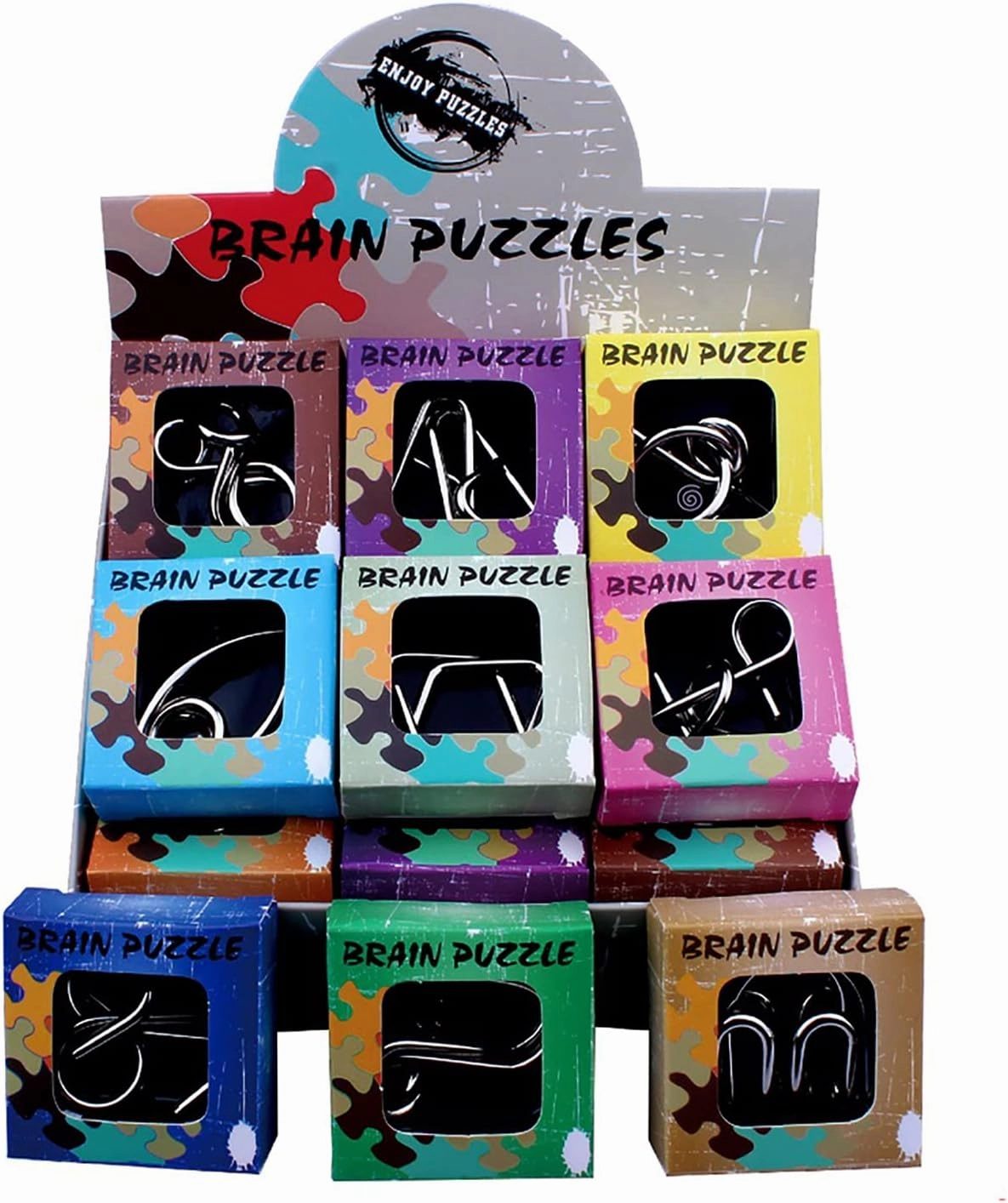 AHYUAN 24 Pack Metal Puzzles IQ Wire Metal Puzzles with Paper Box Gift Package Stress Relief Toys Great Educational Puzzle Games Toys Magic Trick Toy for Party Favor Kids Adults Challenge
