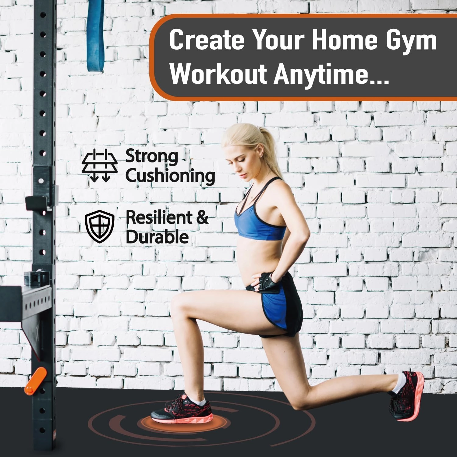 AIRHOP 0.79in Thick 24 Sq Ft Exercise Equipment Mats, 6 Tiles Upgraded Rubber Top with High Density EVA Foam, Large Interlocking Puzzle Gym Flooring for Home Gym, Heavy Weight Workout,Black