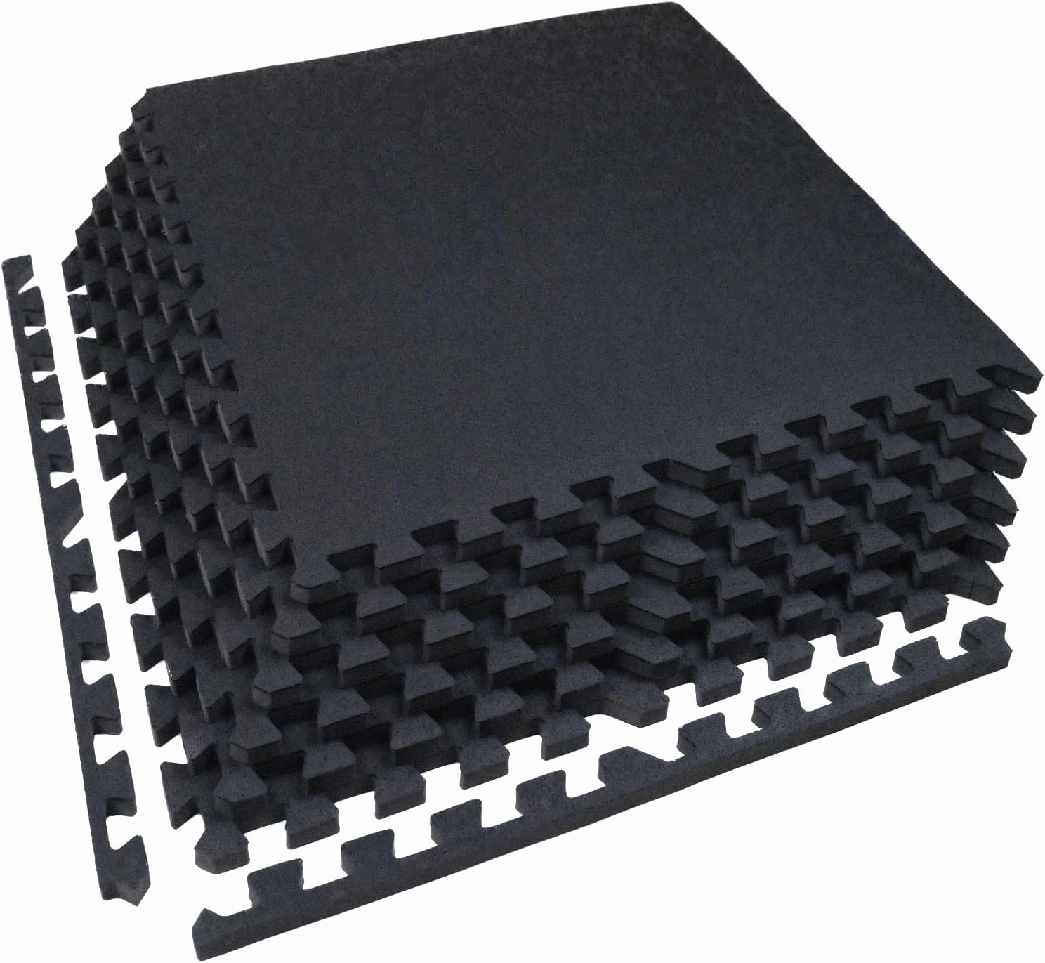 AIRHOP 0.79in Thick 24 Sq Ft Exercise Equipment Mats, 6 Tiles Upgraded Rubber Top with High Density EVA Foam, Large Interlocking Puzzle Gym Flooring for Home Gym, Heavy Weight Workout,Black