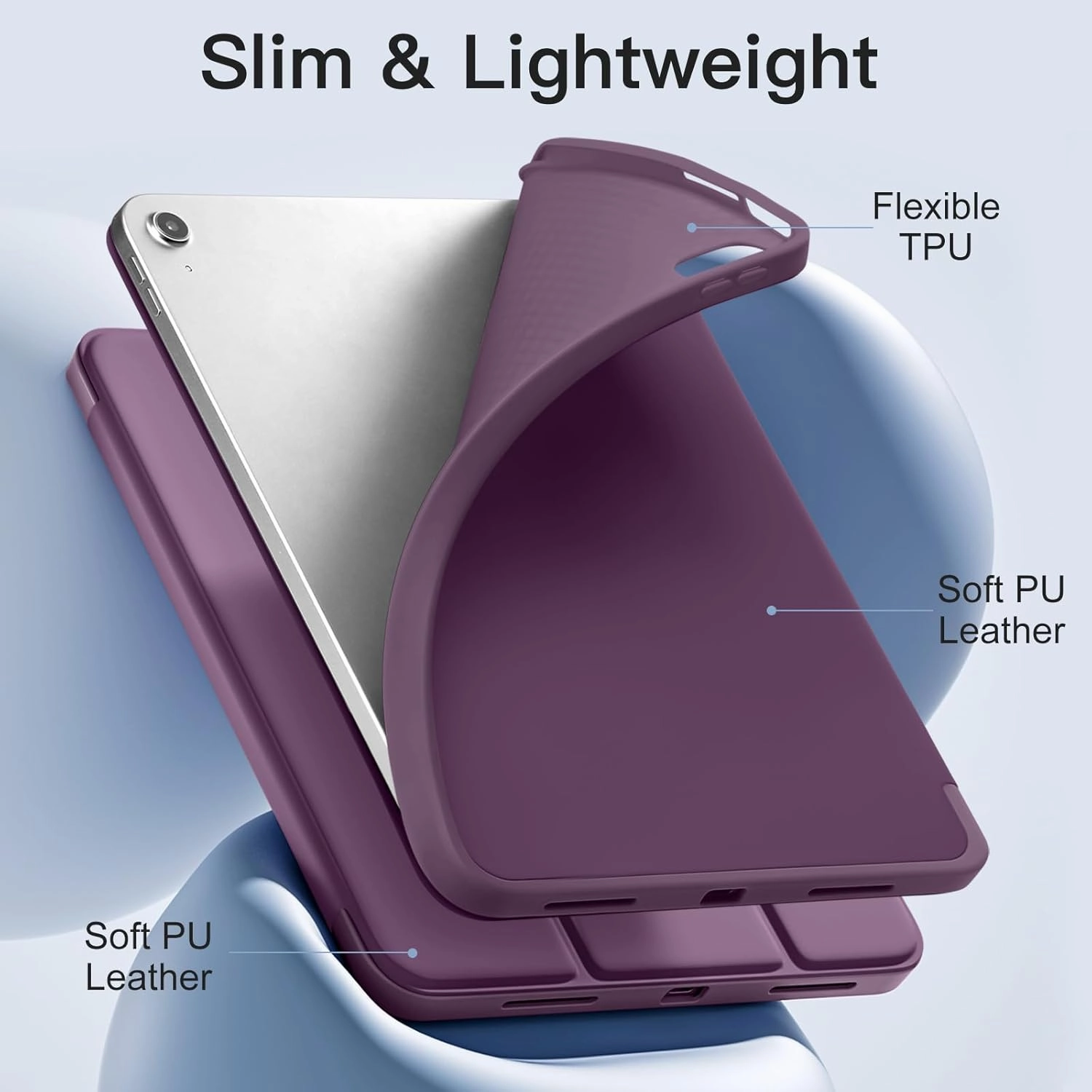 Akkerds Compatible with iPad (A16) 11th Generation Case 11 Inch 2025, for iPad 10th Generation Case 10.9 Inch 2022 with Pencil Holder,Slim Trifold Stand Protective Cover with Soft TPU Back,BerryPurple