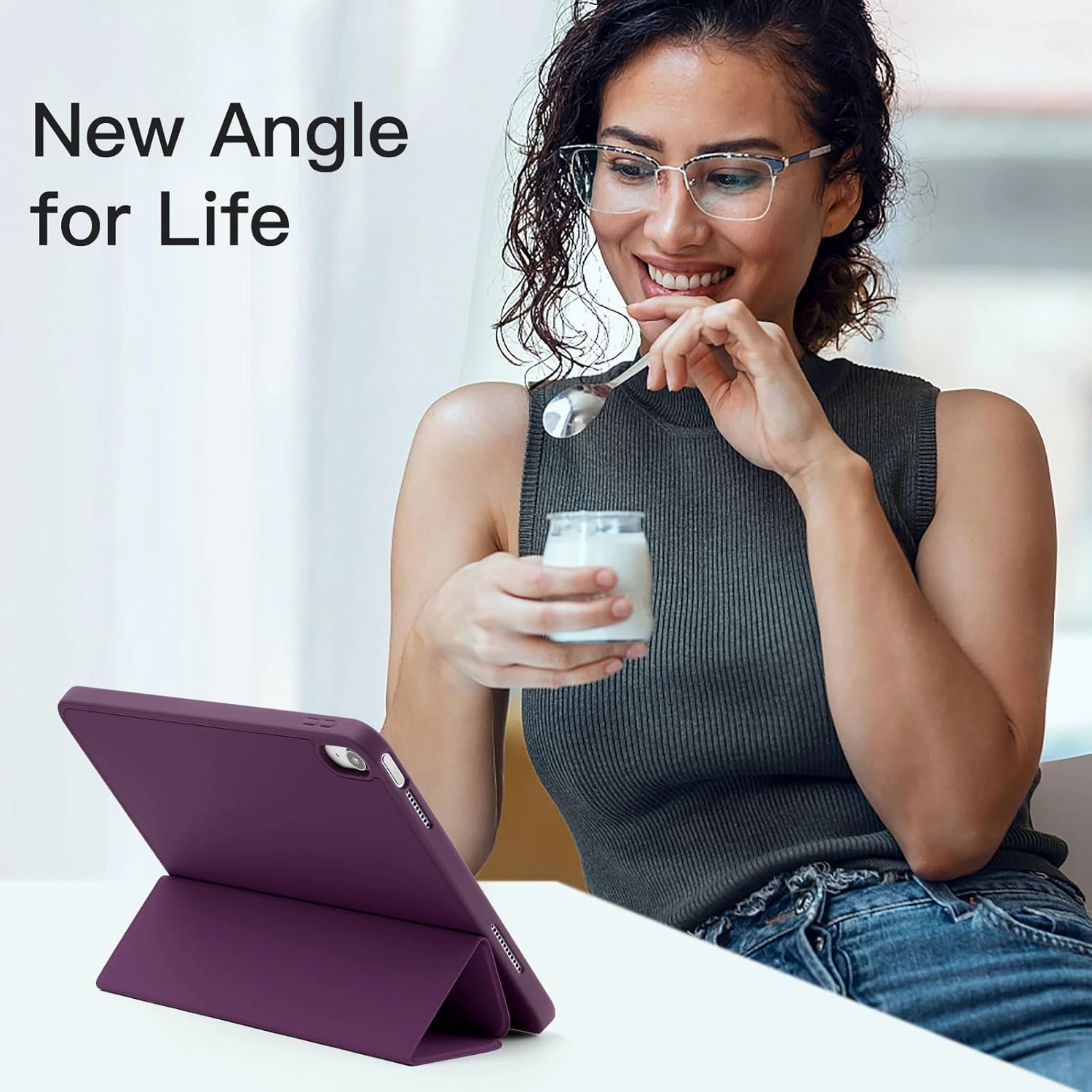 Akkerds Compatible with iPad (A16) 11th Generation Case 11 Inch 2025, for iPad 10th Generation Case 10.9 Inch 2022 with Pencil Holder,Slim Trifold Stand Protective Cover with Soft TPU Back,BerryPurple