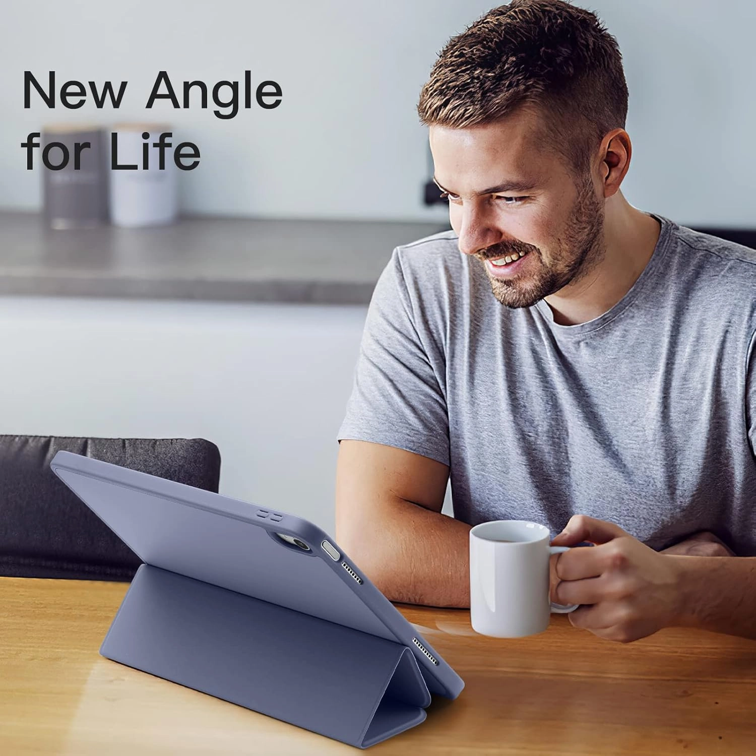 Akkerds Compatible with iPad (A16) 11th Generation Case 11 Inch 2025, for iPad 10th Generation Case 10.9 Inch 2022 with Pencil Holder, Slim Trifold Stand Protective Cover with Soft TPU Back, Blue Gray