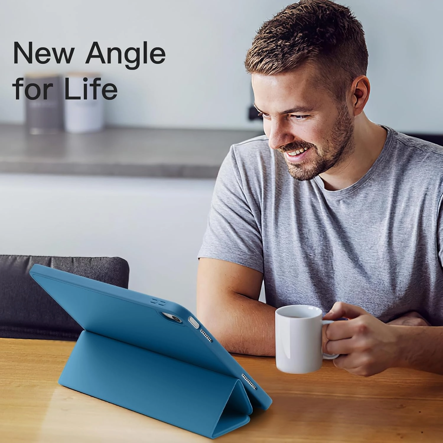 Akkerds Compatible with iPad (A16) 11th Generation Case 11 Inch 2025, for iPad 10th Generation Case 10.9 Inch 2022 with Pencil Holder, Slim Trifold Stand Protective Cover with Soft TPU Back, Bluemist