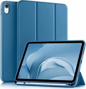 Akkerds Compatible with iPad (A16) 11th Generation Case 11 Inch 2025, for iPad 10th Generation Case 10.9 Inch 2022 with Pencil Holder, Slim Trifold Stand Protective Cover with Soft TPU Back, Bluemist