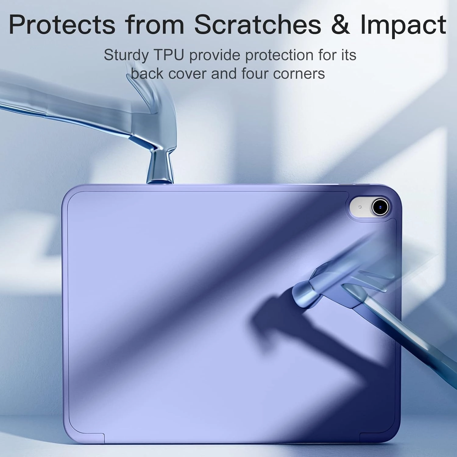Akkerds Compatible with iPad (A16) 11th Generation Case 11 Inch 2025, for iPad 10th Generation Case 10.9 Inch 2022 with Pencil Holder, Slim Trifold Stand Protective Cover with Soft TPU Back,BluePurple