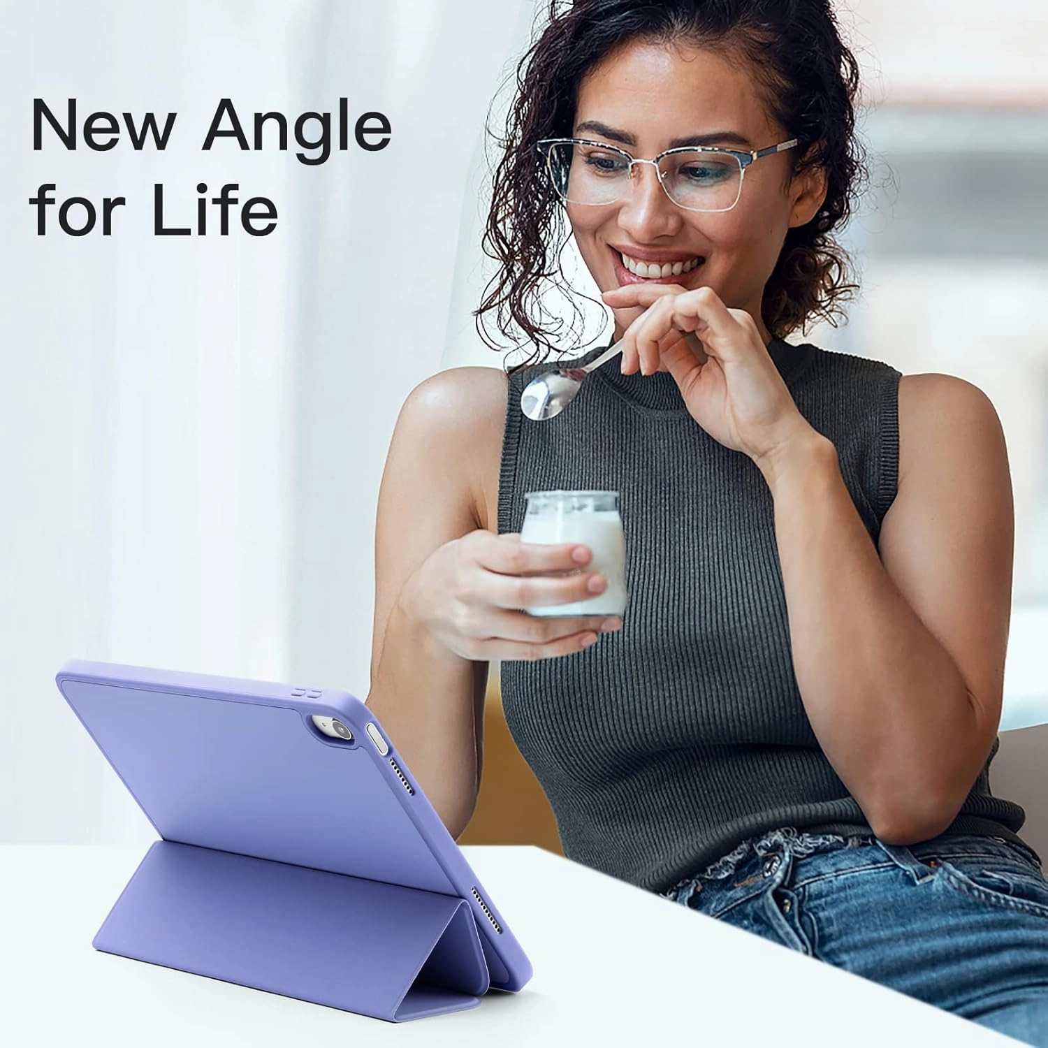 Akkerds Compatible with iPad (A16) 11th Generation Case 11 Inch 2025, for iPad 10th Generation Case 10.9 Inch 2022 with Pencil Holder, Slim Trifold Stand Protective Cover with Soft TPU Back,BluePurple