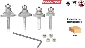 Amana Tool AMS-551 4-Pc Carbide Tipped Corner Rounding & Beading Router Bit Set 1/4 Inch Shank
