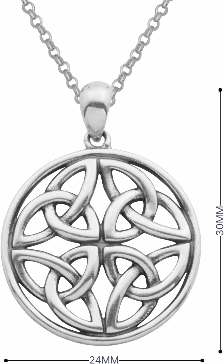 Amazon Essentials .925 Sterling Silver Celtic Pendant Necklace for Women, 18" Rolo Chain, Hypoallergenic Women's Jewelry