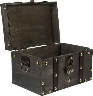Angoily Vintage Money Case, Retro Jewelry Storage, Wood Locked Treasure Chest