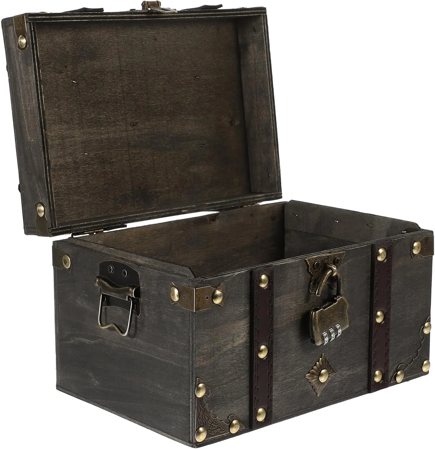 Angoily Vintage Money Case, Retro Jewelry Storage, Wood Locked Treasure Chest