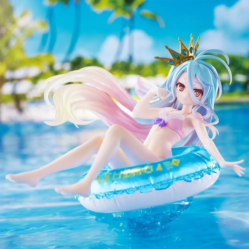 Anime Figure Shiro Swimsuit Figure 10cm Anime Girl Shiro Sitting on Swimming Ring PVC Model Statue Desktop Decoration Ornaments